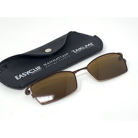 Takumi T9704 10 Satin Brown Copper Sunglasses Clip On ONLY Polarized Sunglass main image 5